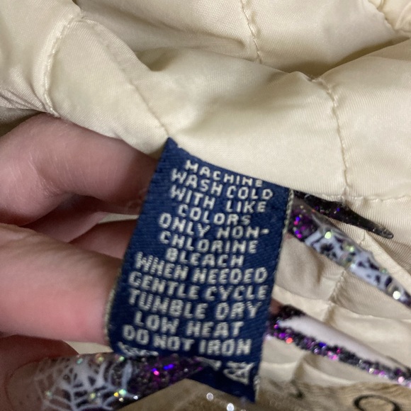 AE Y2K tan corduroy lined puffer vest with faux fur collar trim & snap closure - Picture 6 of 6